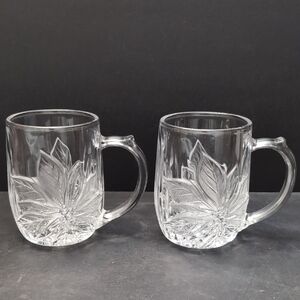 Happy Holidays Clear Glass Coffee Mugs By Mikasa.